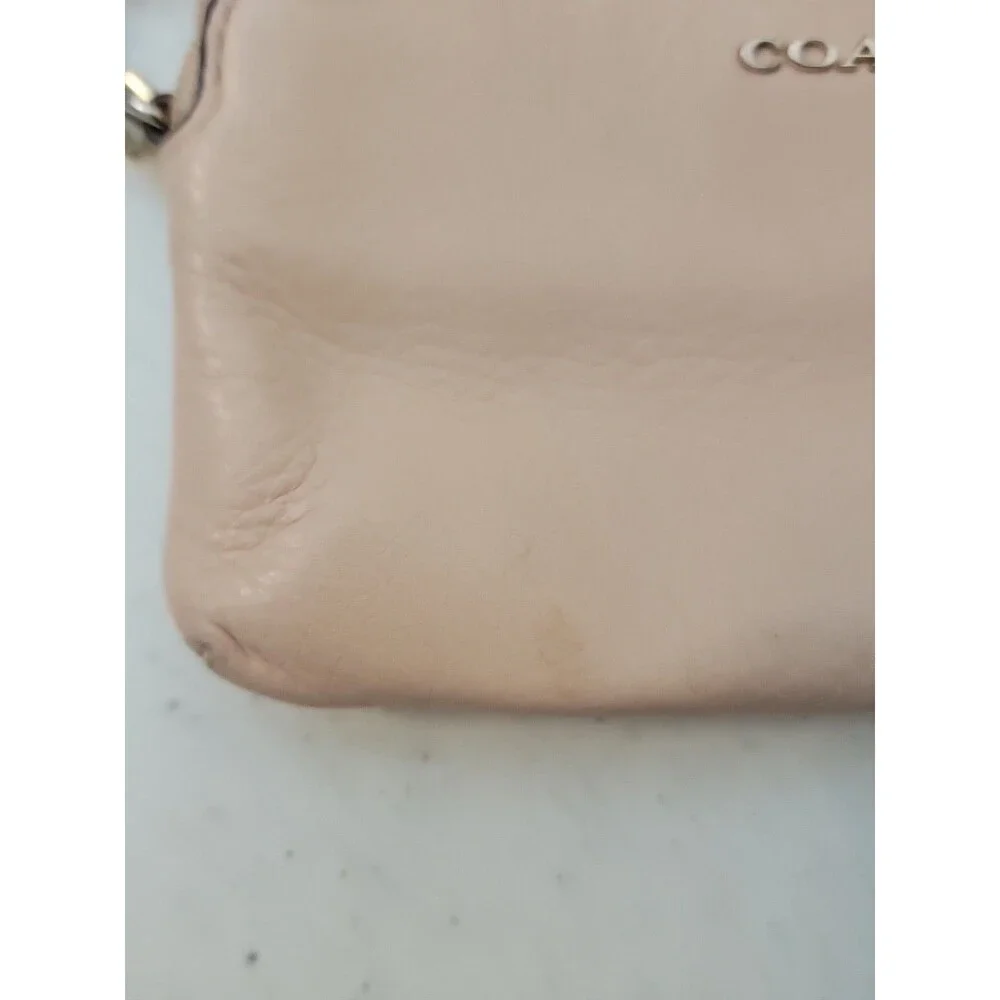 Coach Pink Leather Double Zip Wristlet Wallet
